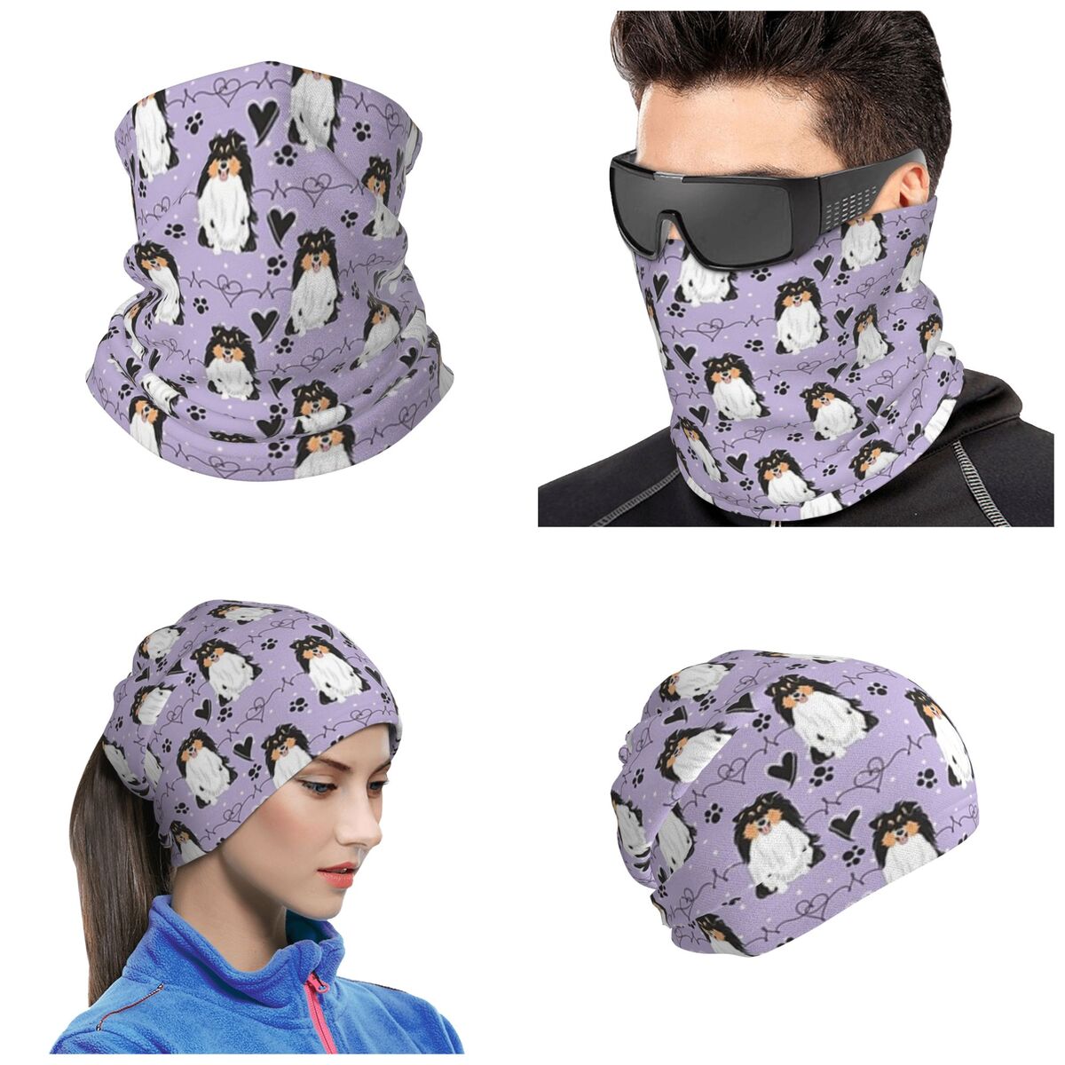 Dog Bandana Scarf - LOVE Dreifarbiges Sheltie-Hund Shetland Sheepdog Bandana